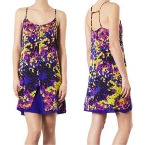 Topshop Colorful Abstract Print Strappy Slip Mini Dress Purple Yellow Size 2
